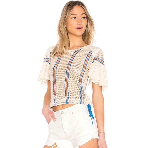 Free People Tops - Free People Babes Only Striped Tee Crochet Knit